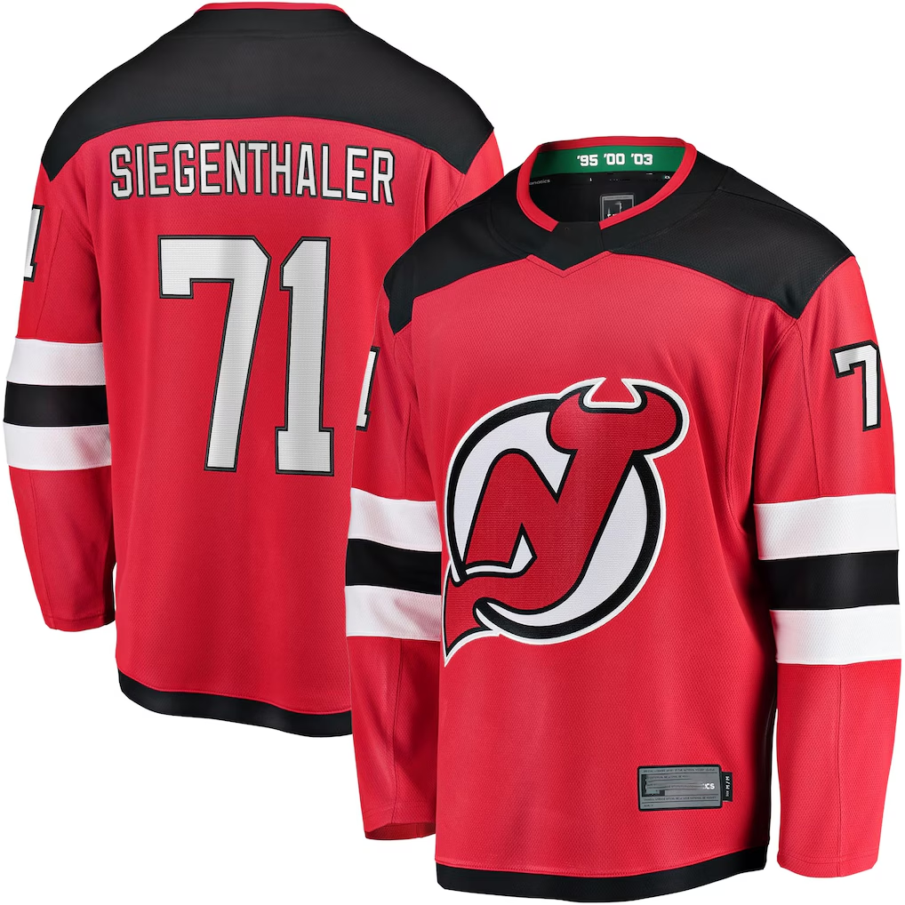 Tuec N.Jersey Devils #71 Jonas Siegenthaler Red Home Breakaway Player Jerseys