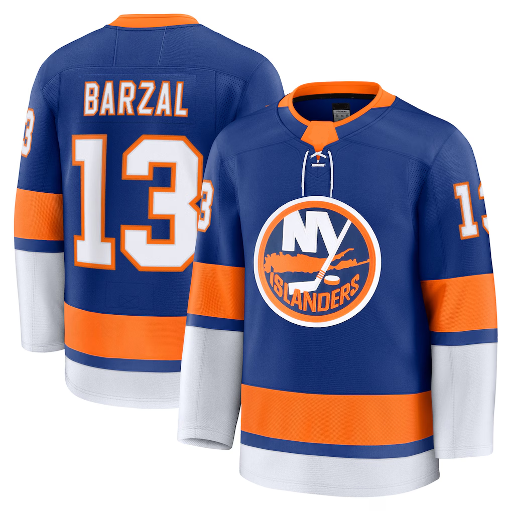 Tuec NY.Islanders #13 Mathew Barzal Royal Home Premium Jerseys