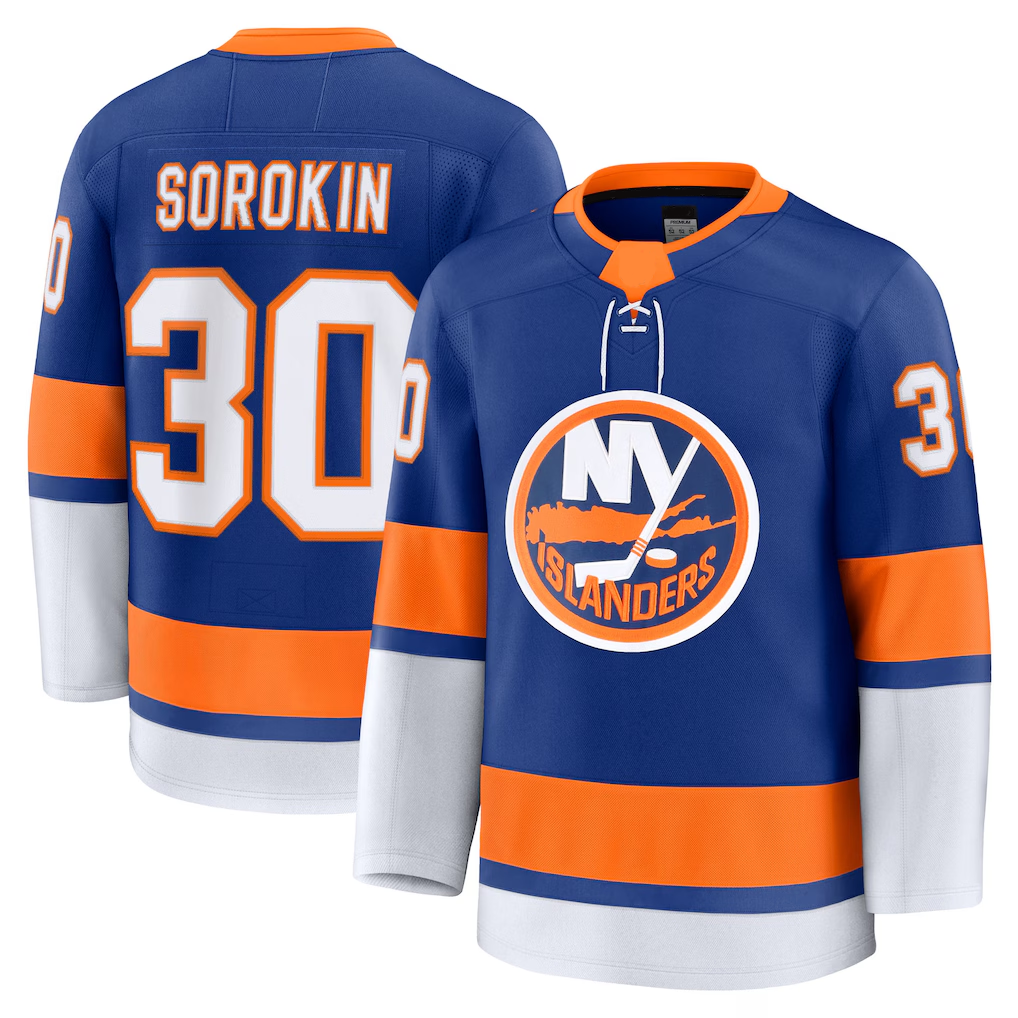 Tuec NY.Islanders #30 Ilya Sorokin Royal Home Premium Jerseys
