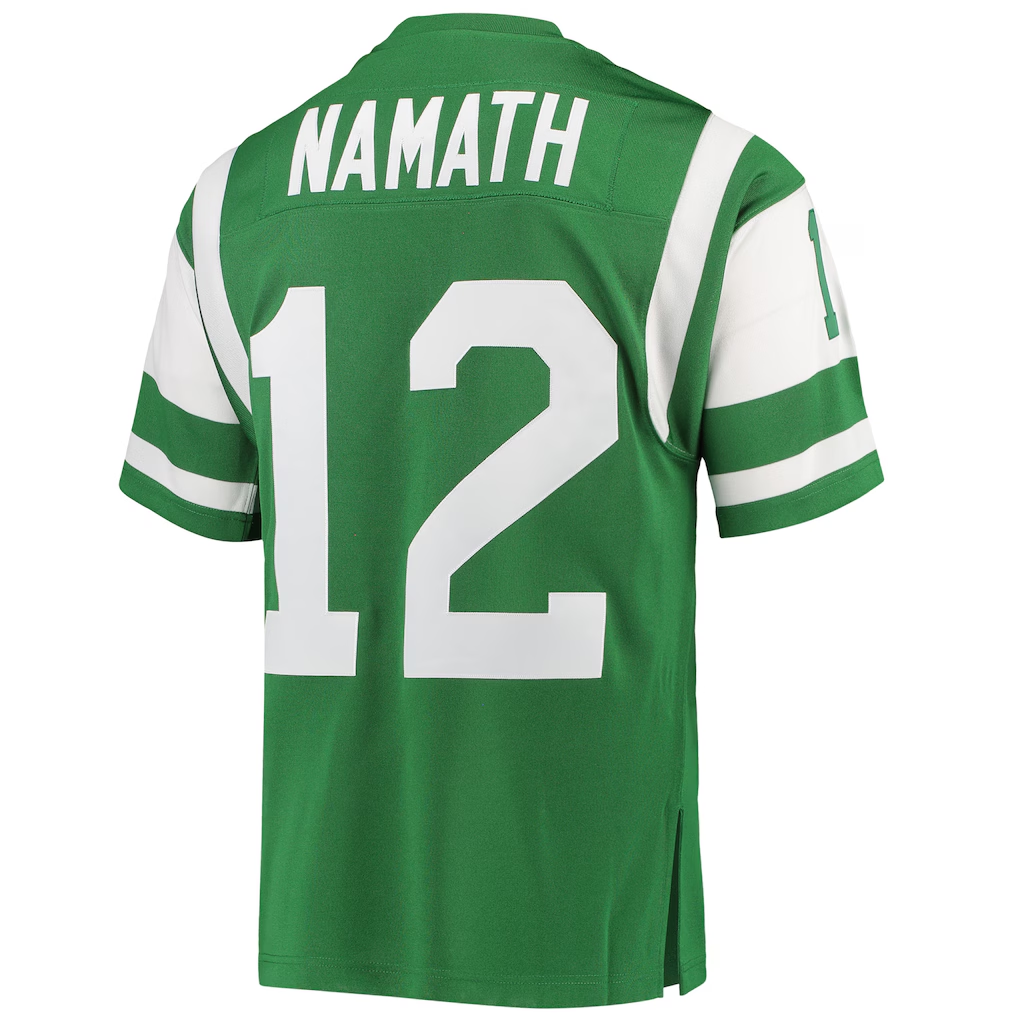Tuec NY.Jets 1968 #12 Joe Namath Mitchell & Ness Green Authentic Throwback Retired Player Stitched Puhic Jersey