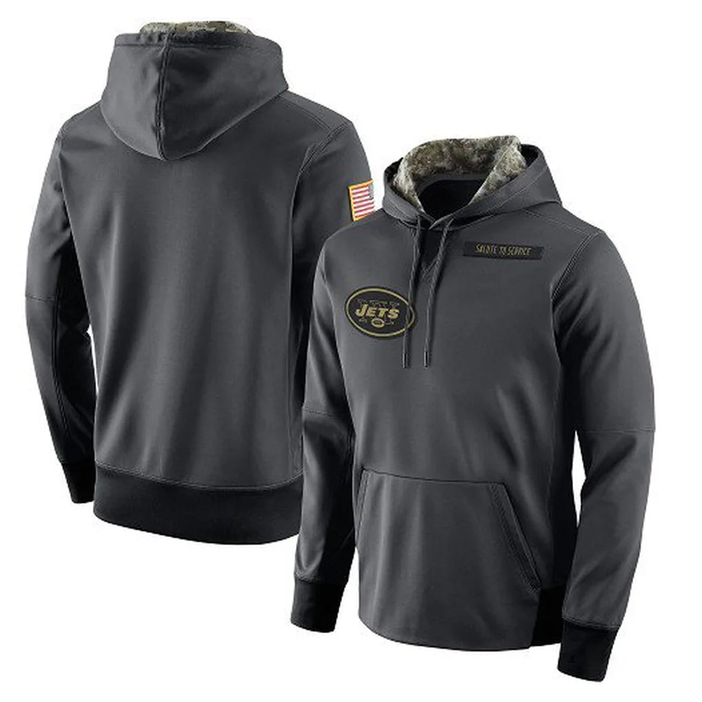 Tuec NY.Jets Gray Pullover Hoodies Limited Game Blank Player Stitched Jerseys