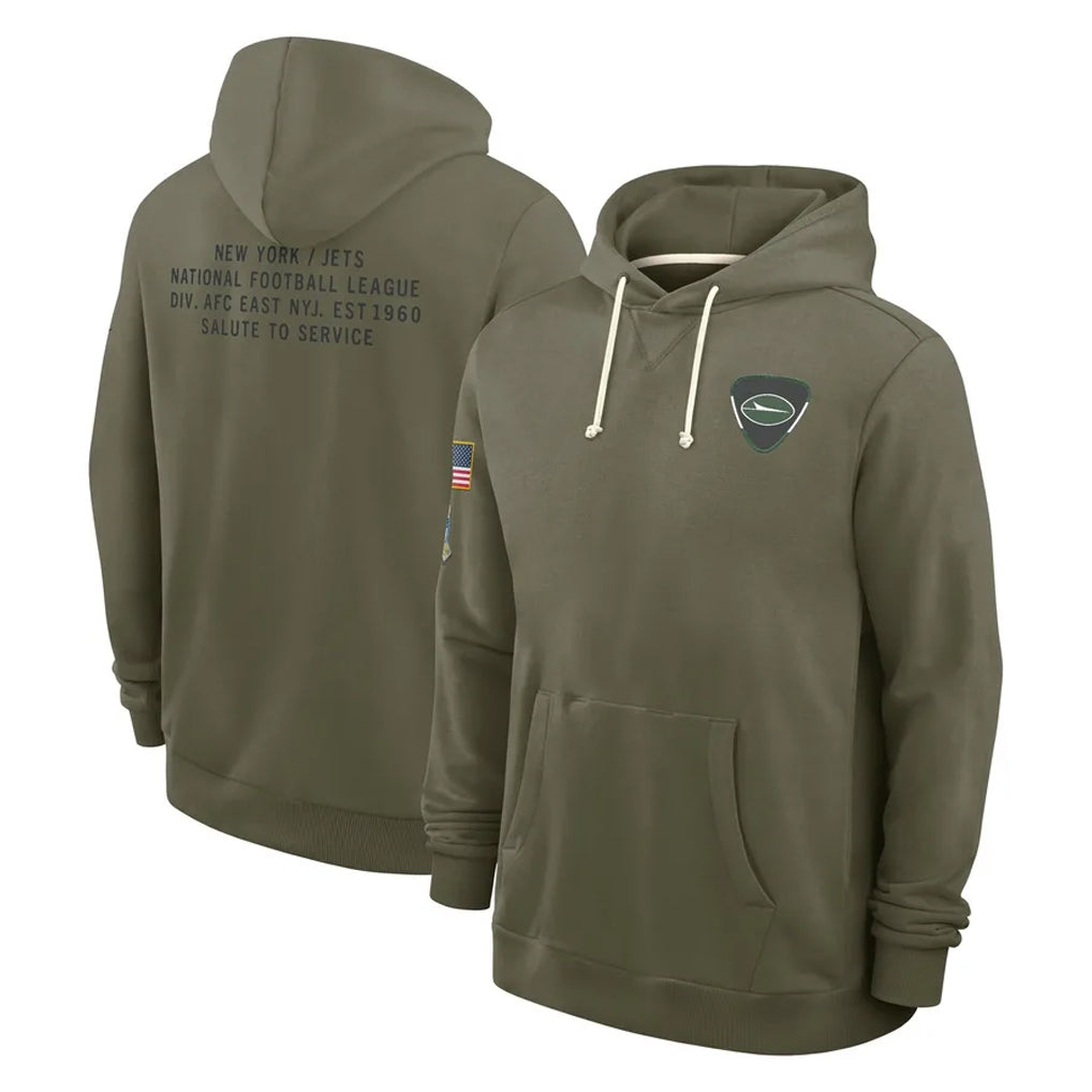 Tuec NY.Jets Olive Salute to Service Pullover Hoodies Limited Blank Player Stitched Jerseys