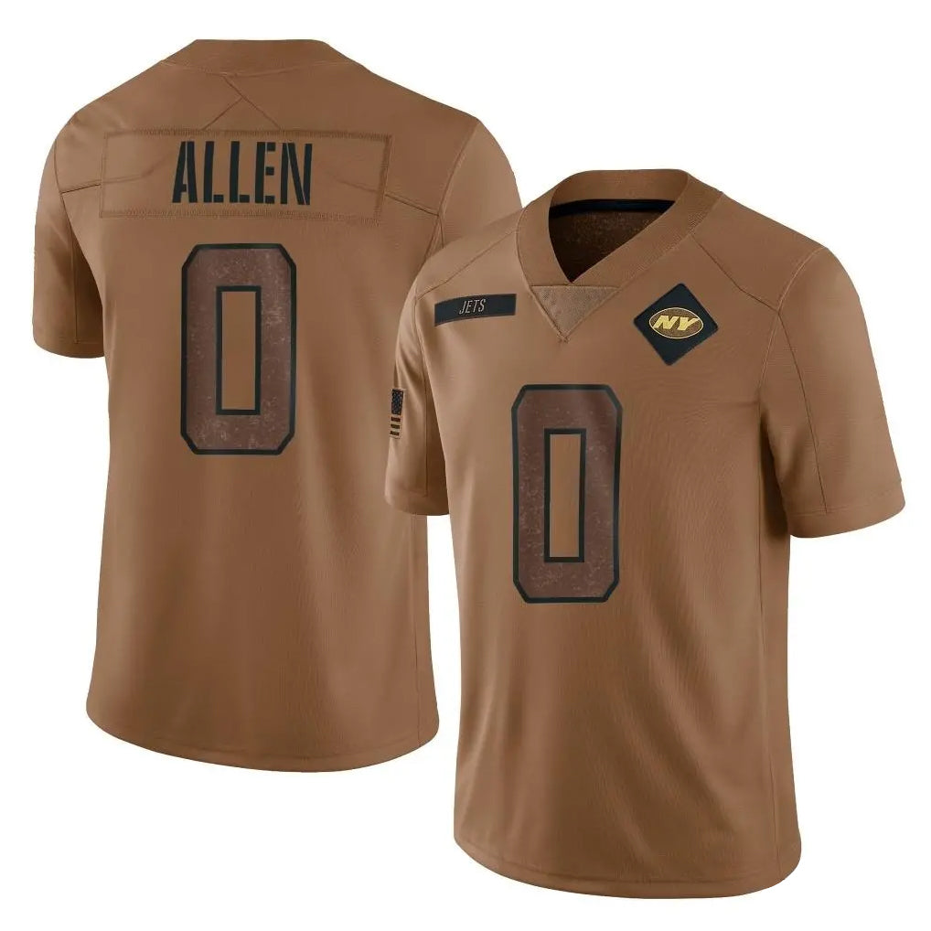 Tuec NY.Jets #0 Braelon Allen Player Brown Salute To Service Limited Stitched Jerseys