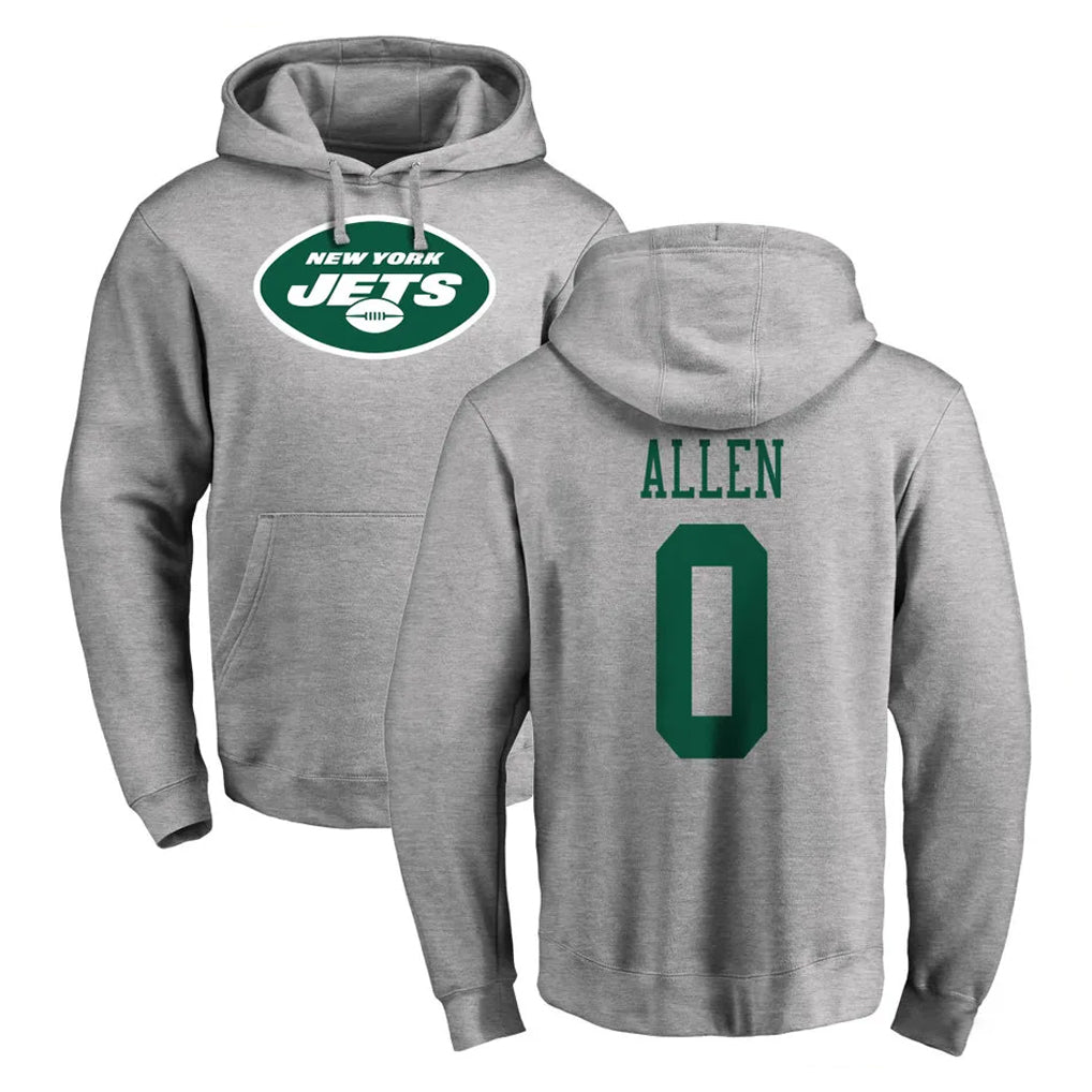 Tuec NY.Jets #0 Braelon Allen Player Gray LOGO Pullover Hoodies Limited Game Stitched Jerseys