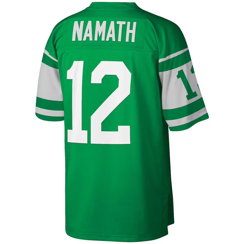 Tuec NY.Jets #12 Joe Namath Mitchell & Ness Kelly Green Legacy Replica Stitched Puhic Jersey
