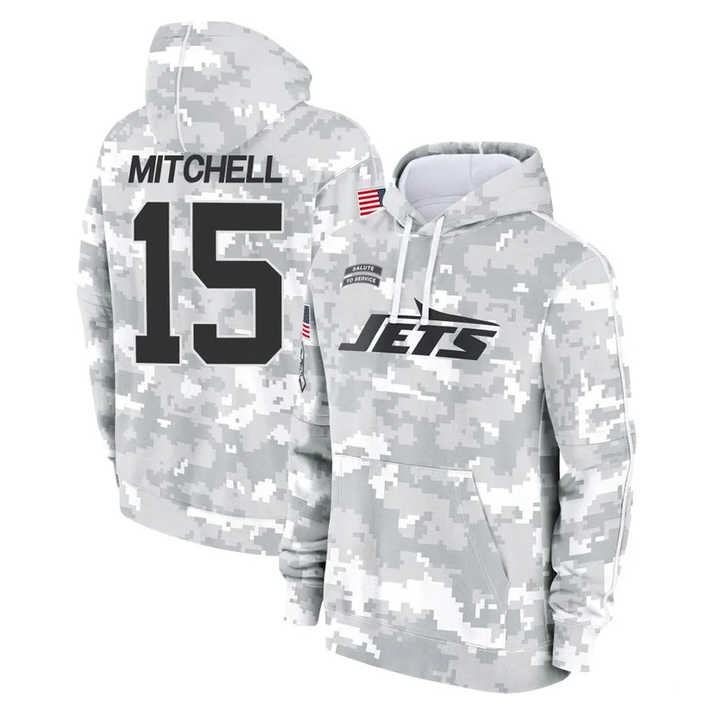 Tuec NY.Jets #15 Adonai Mitchell Player Arctic Camo Salute to Service Pullover Hoodies Limited Game Stitched Jerseys