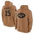 Tuec NY.Jets #15 Adonai Mitchell Player Brown Salute to Service Pullover Hoodies Limited Game Stitched Jerseys