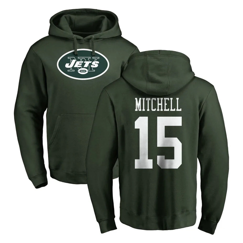 Tuec NY.Jets #15 Adonai Mitchell Player Green LOGO Pullover Hoodies Limited Game Stitched Jerseys