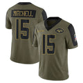 Tuec NY.Jets #15 Adonai Mitchell Player Olive Salute To Service Limited Game Stitched Jerseys