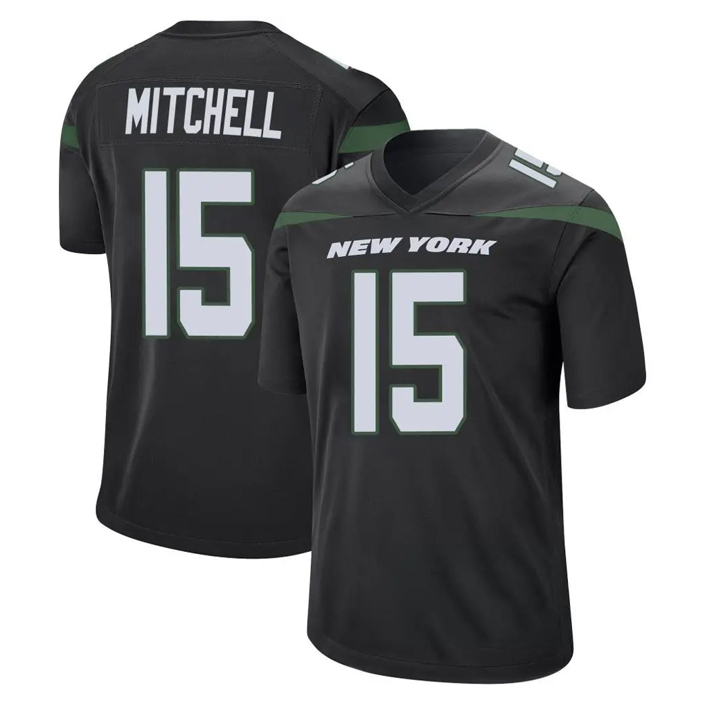 Tuec NY.Jets #15 Adonai Mitchell Player Stealth Black Home Game Stitched Jerseys