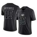 Tuec NY.Jets #15 Adonai Mitchell Player Stealth Black Limited Reflective Home Game Stitched Jerseys