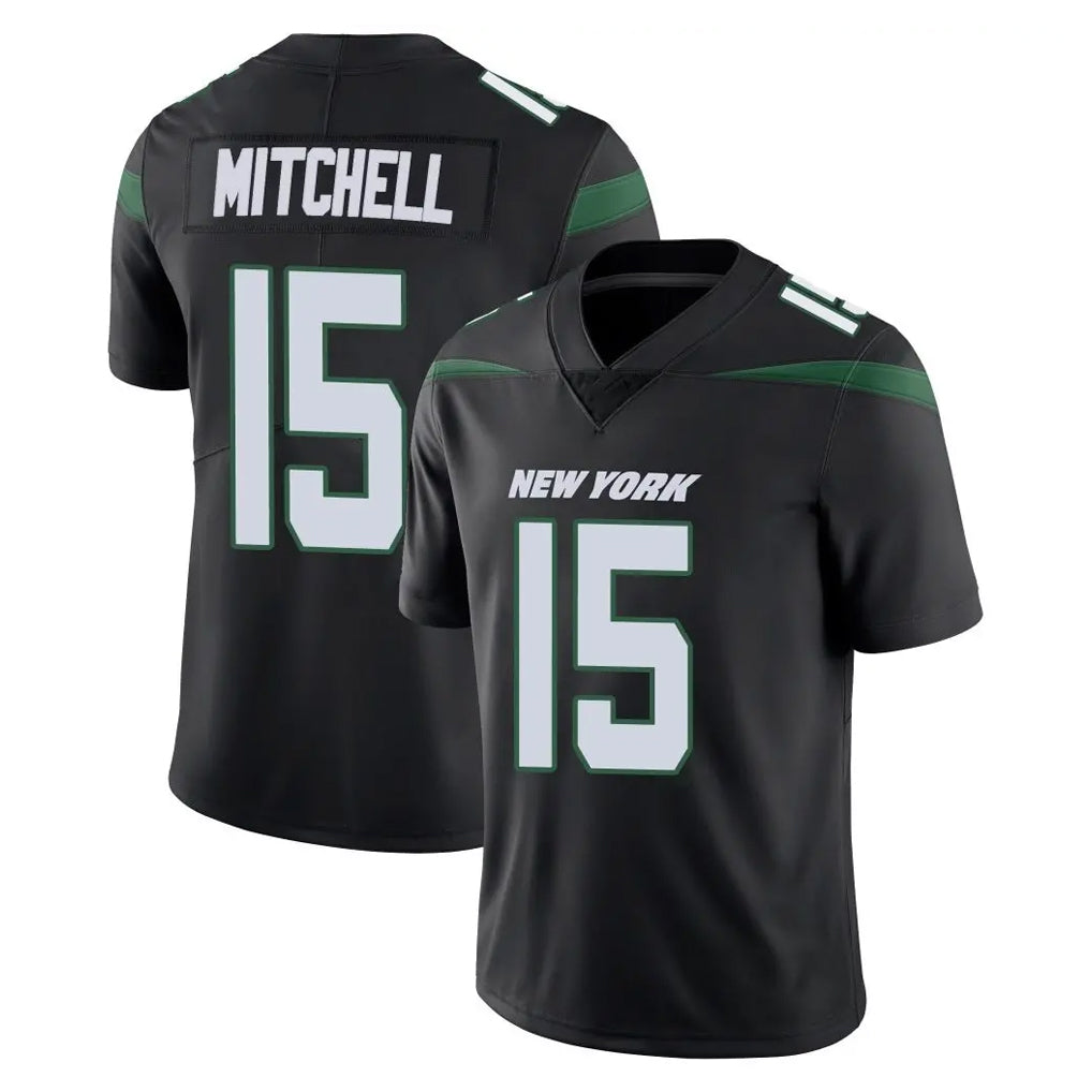 Tuec NY.Jets #15 Adonai Mitchell Player Stealth Black Limited Vapor Home Game Stitched Jerseys