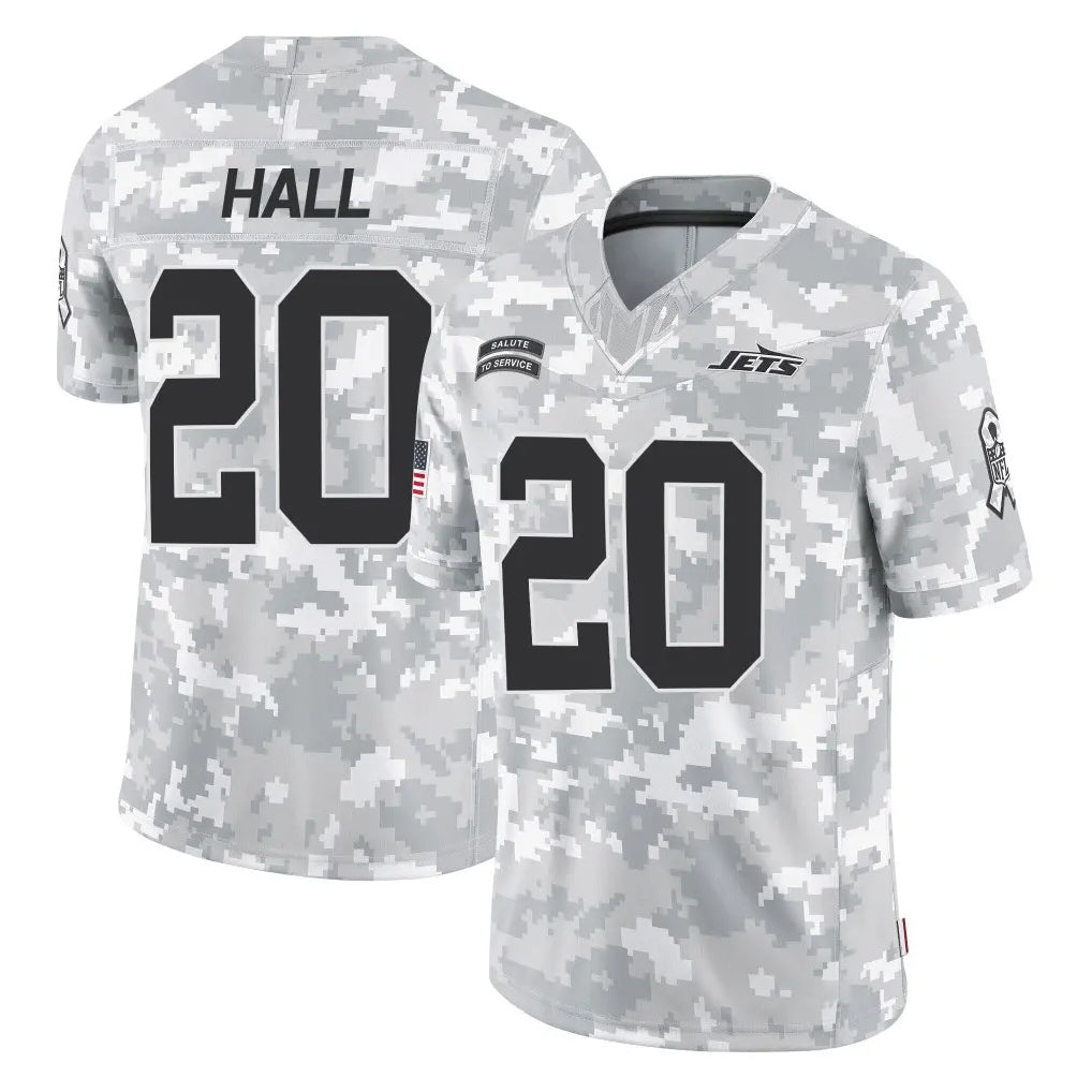Tuec NY.Jets #20 Breece Hall Player Arctic Camo Salute to Service Limited Game Stitched Jerseys