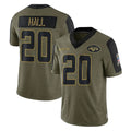 Tuec NY.Jets #20 Breece Hall Player Olive Salute To Service Limited Game Stitched Jerseys