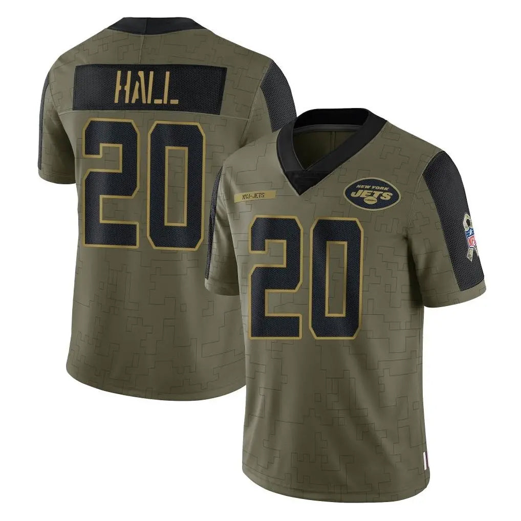 Tuec NY.Jets #20 Breece Hall Player Olive Salute To Service Limited Game Stitched Jerseys