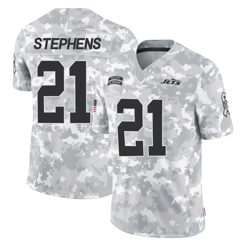 Tuec NY.Jets #21 Brandon Stephens Player Arctic Camo Salute to Service Limited Game Stitched Jerseys