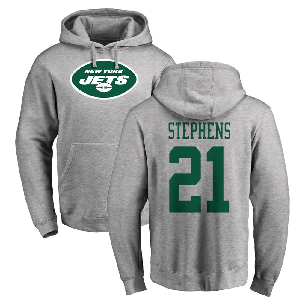 Tuec NY.Jets #21 Brandon Stephens Player Gray LOGO Pullover Hoodies Limited Game Stitched Jerseys