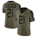 Tuec NY.Jets #21 Brandon Stephens Player Olive Salute To Service Limited Game Stitched Jerseys