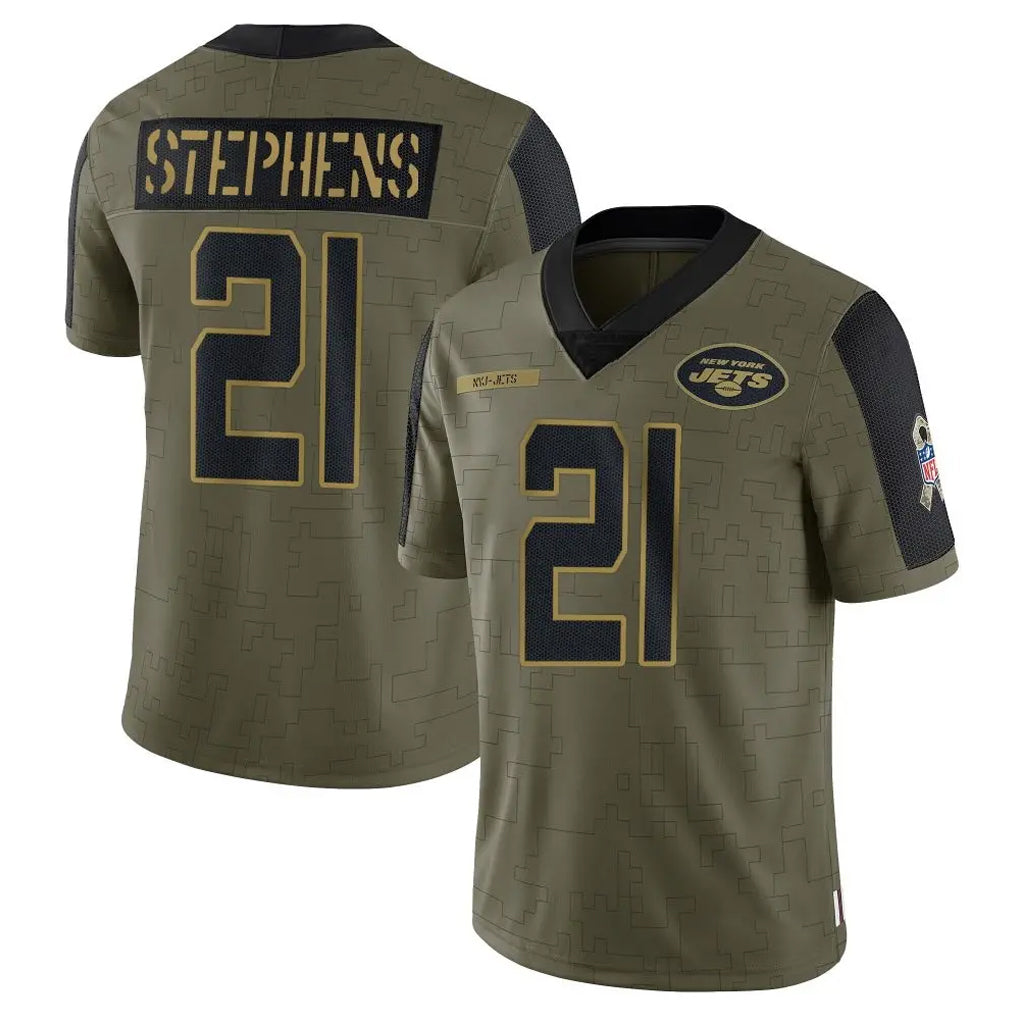 Tuec NY.Jets #21 Brandon Stephens Player Olive Salute To Service Limited Game Stitched Jerseys