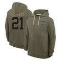 Tuec NY.Jets #21 Brandon Stephens Player Olive Salute to Service Pullover Hoodies Limited Stitched Jerseys