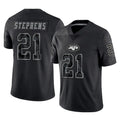Tuec NY.Jets #21 Brandon Stephens Player Stealth Black Limited Reflective Home Game Stitched Jerseys