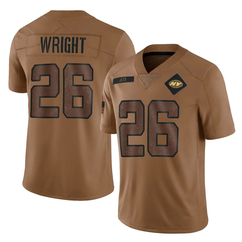 Tuec NY.Jets #26 Nahshon Wright Player Brown Salute To Service Limited Stitched Jerseys