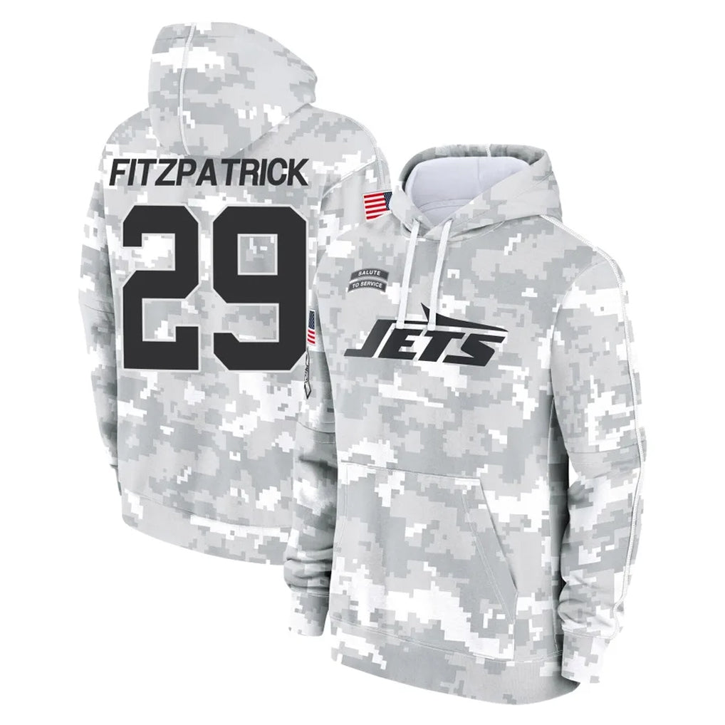Tuec NY.Jets #29 Minkah Fitzpatrick Player Arctic Camo Salute to Service Pullover Hoodies Limited Game Stitched Jerseys