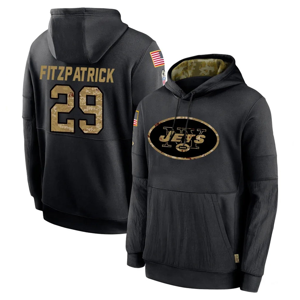 Tuec NY.Jets #29 Minkah Fitzpatrick Player Black Salute to Service Hoodies Limited Game Stitched Jerseys