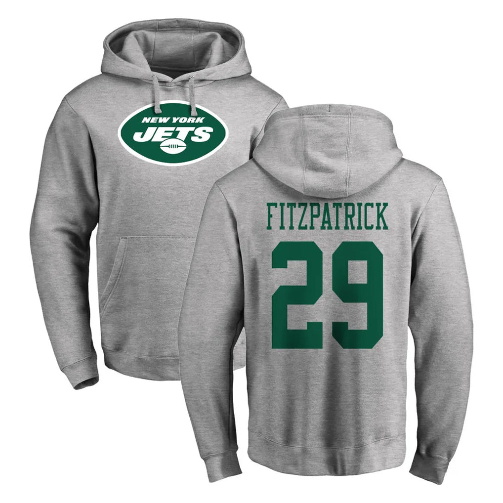 Tuec NY.Jets #29 Minkah Fitzpatrick Player Gray LOGO Pullover Hoodies Limited Game Stitched Jerseys