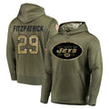 Tuec NY.Jets #29 Minkah Fitzpatrick Player Olive Salute to Service Pullover Hoodies Home Game Stitched Jerseys