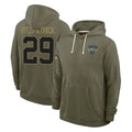 Tuec NY.Jets #29 Minkah Fitzpatrick Player Olive Salute to Service Pullover Hoodies Limited Stitched Jerseys