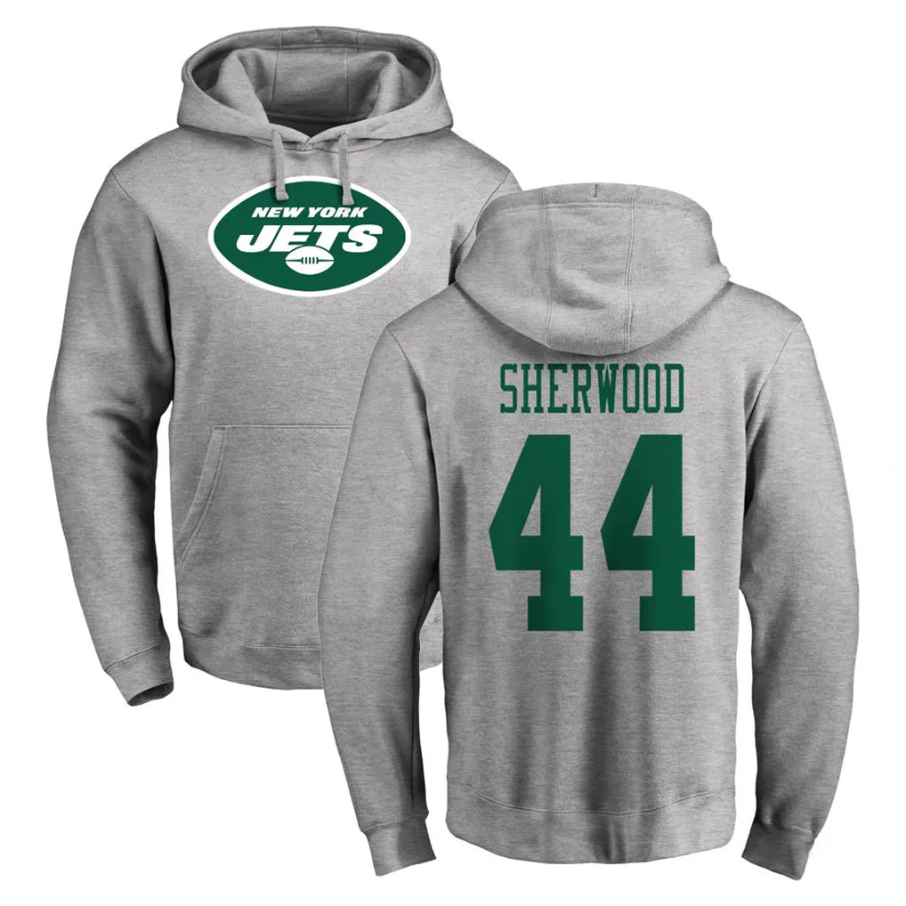 Tuec NY.Jets #44 Jamien Sherwood Player Gray LOGO Pullover Hoodies Limited Game Stitched Jerseys