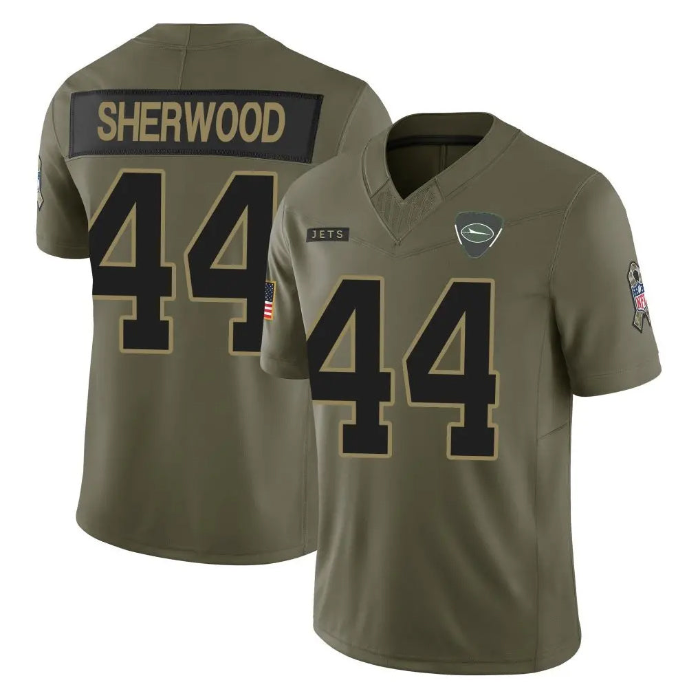 Tuec NY.Jets #44 Jamien Sherwood Player Olive 2025 Salute To Service Limited Stitched Jerseys