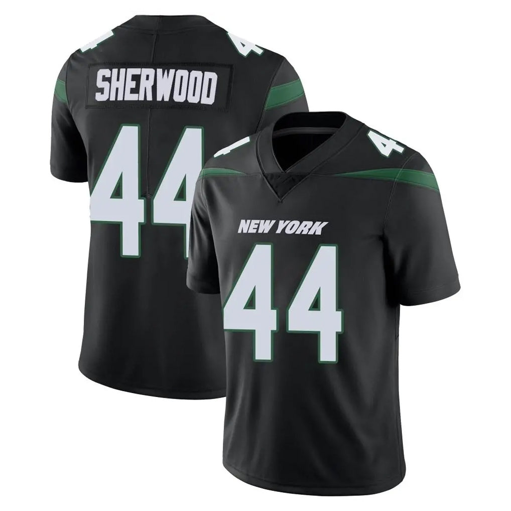 Tuec NY.Jets #44 Jamien Sherwood Player Stealth Black Limited Vapor Home Game Stitched Jerseys