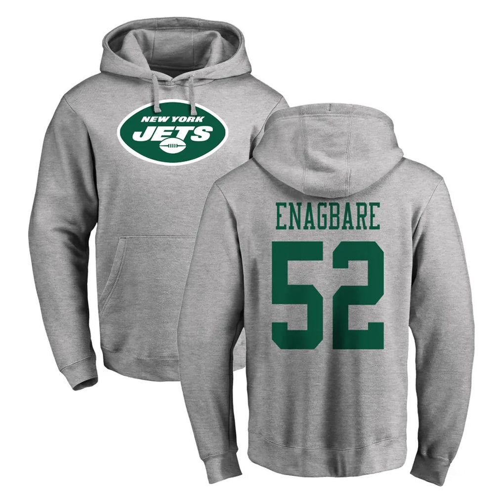 Tuec NY.Jets #52 Kingsley Enagbare Player Gray LOGO Pullover Hoodies Limited Game Stitched Jerseys