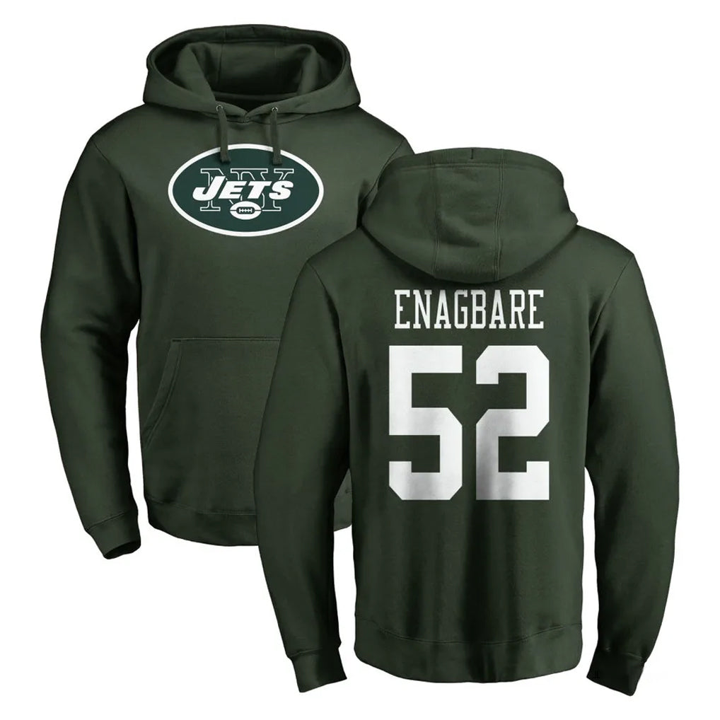 Tuec NY.Jets #52 Kingsley Enagbare Player Green LOGO Pullover Hoodies Limited Game Stitched Jerseys