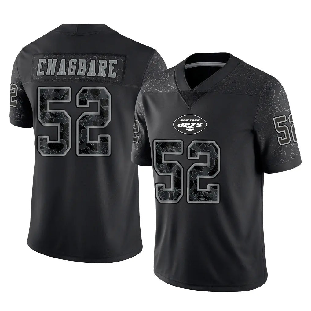 Tuec NY.Jets #52 Kingsley Enagbare Player Stealth Black Limited Reflective Home Game Stitched Jerseys