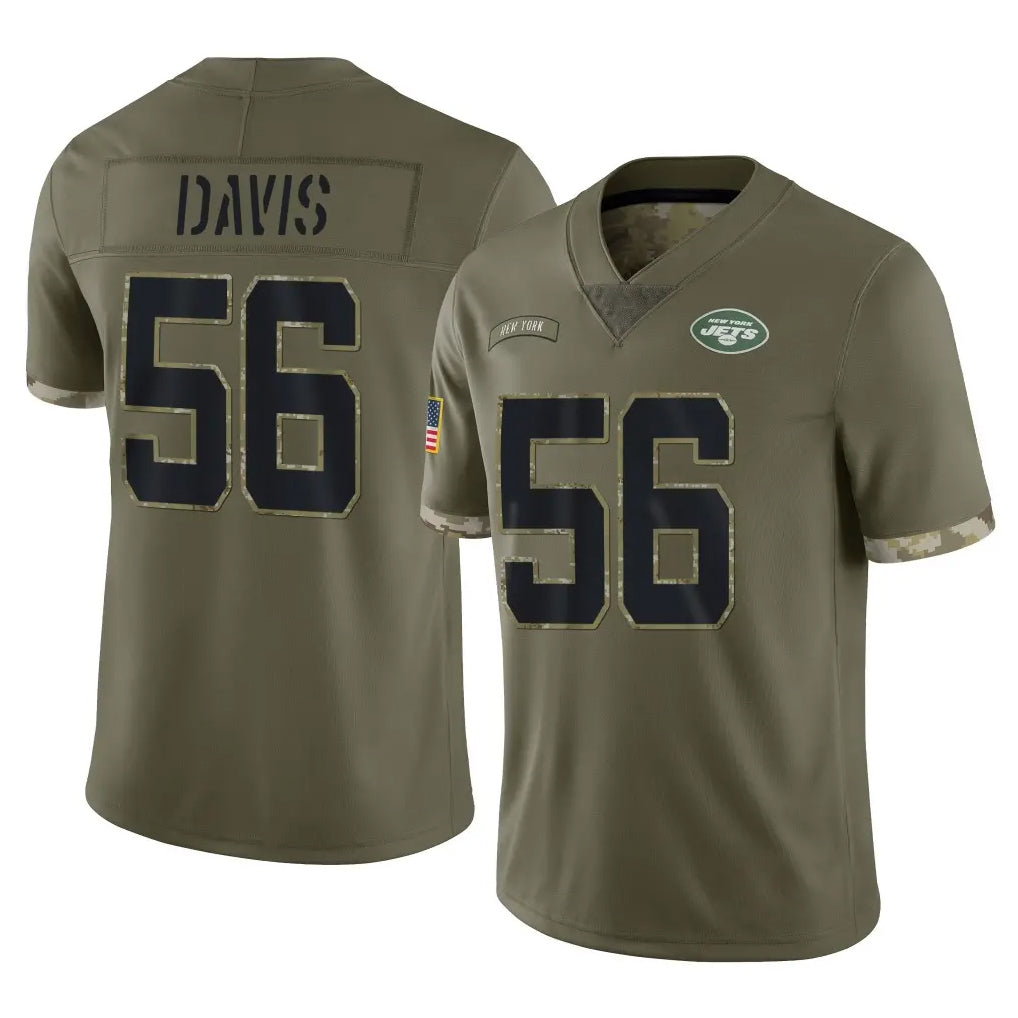 Tuec NY.Jets #56 Demario Davis Player Olive Salute To Service Limited Stitched Jerseys