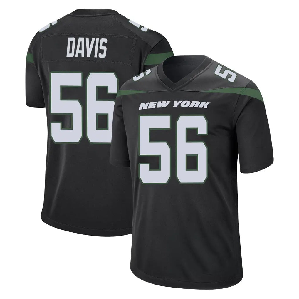 Tuec NY.Jets #56 Demario Davis Player Stealth Black Home Game Stitched Jerseys