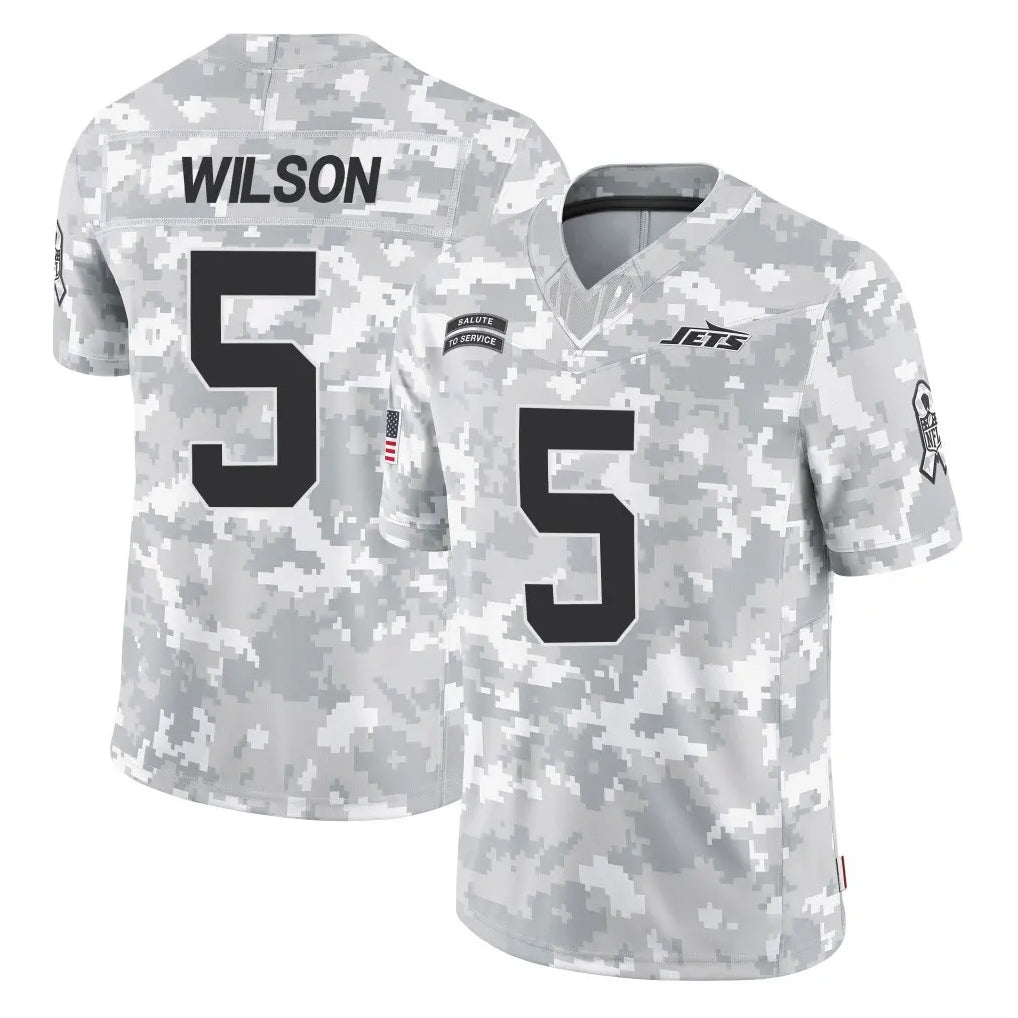 Tuec NY.Jets #5 Garrett Wilson Player Arctic Camo Salute to Service Limited Game Stitched Jerseys