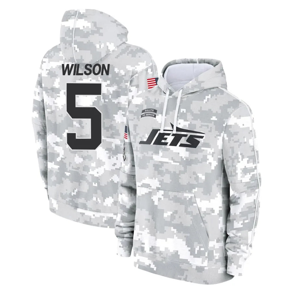 Tuec NY.Jets #5 Garrett Wilson Player Arctic Camo Salute to Service Pullover Hoodies Limited Game Stitched Jerseys