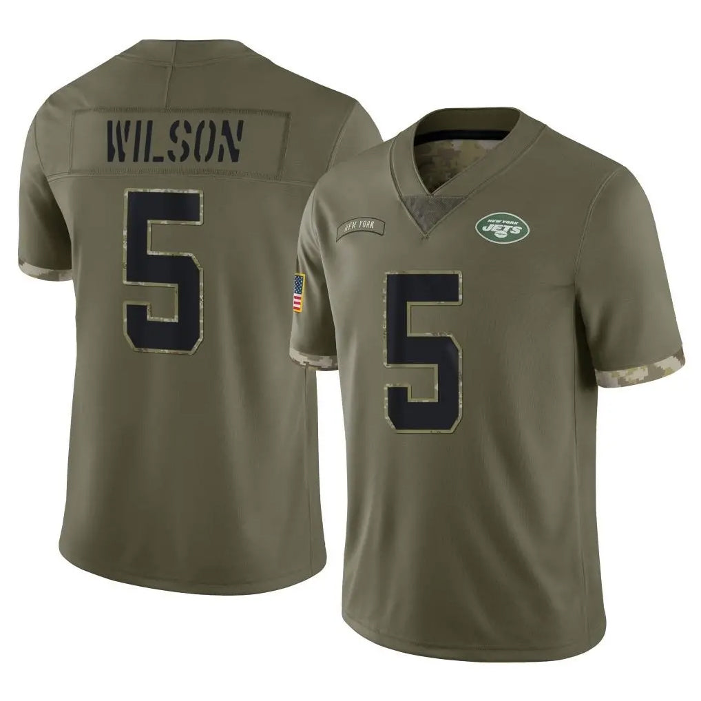 Tuec NY.Jets #5 Garrett Wilson Player Olive Salute To Service Limited Stitched Jerseys