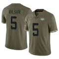 Tuec NY.Jets #5 Garrett Wilson Player Olive Salute To Service Limited Stitched Jerseys