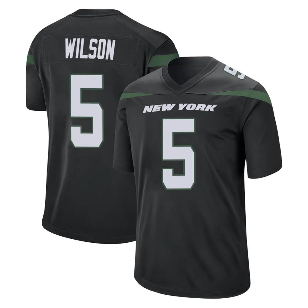 Tuec NY.Jets #5 Garrett Wilson Player Stealth Black Home Game Stitched Jerseys