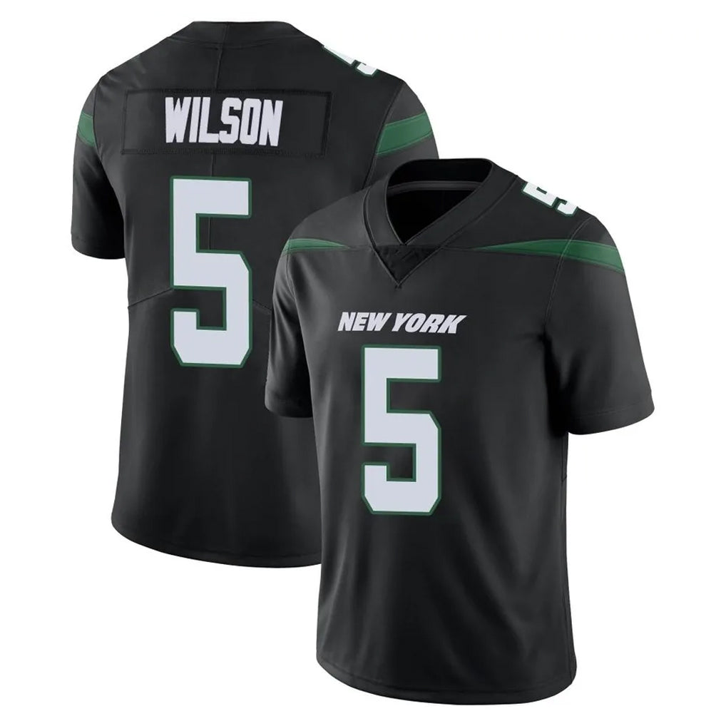 Tuec NY.Jets #5 Garrett Wilson Player Stealth Black Limited Vapor Home Game Stitched Jerseys