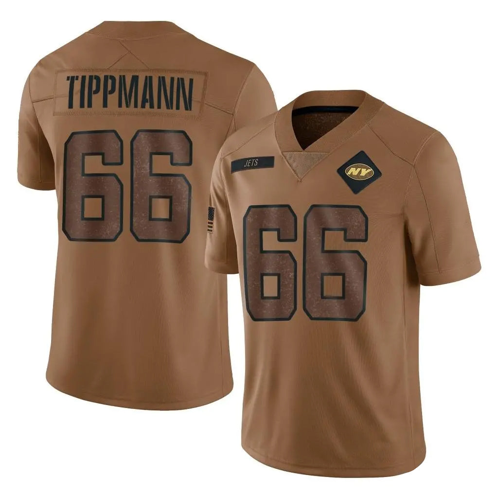 Tuec NY.Jets #66 Joe Tippmann Player Brown Salute To Service Limited Stitched Jerseys