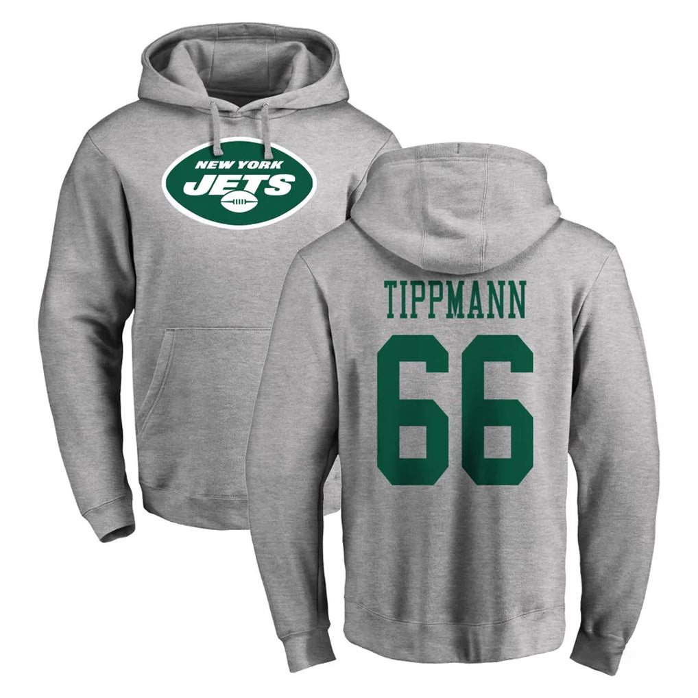 Tuec NY.Jets #66 Joe Tippmann Player Gray LOGO Pullover Hoodies Limited Game Stitched Jerseys