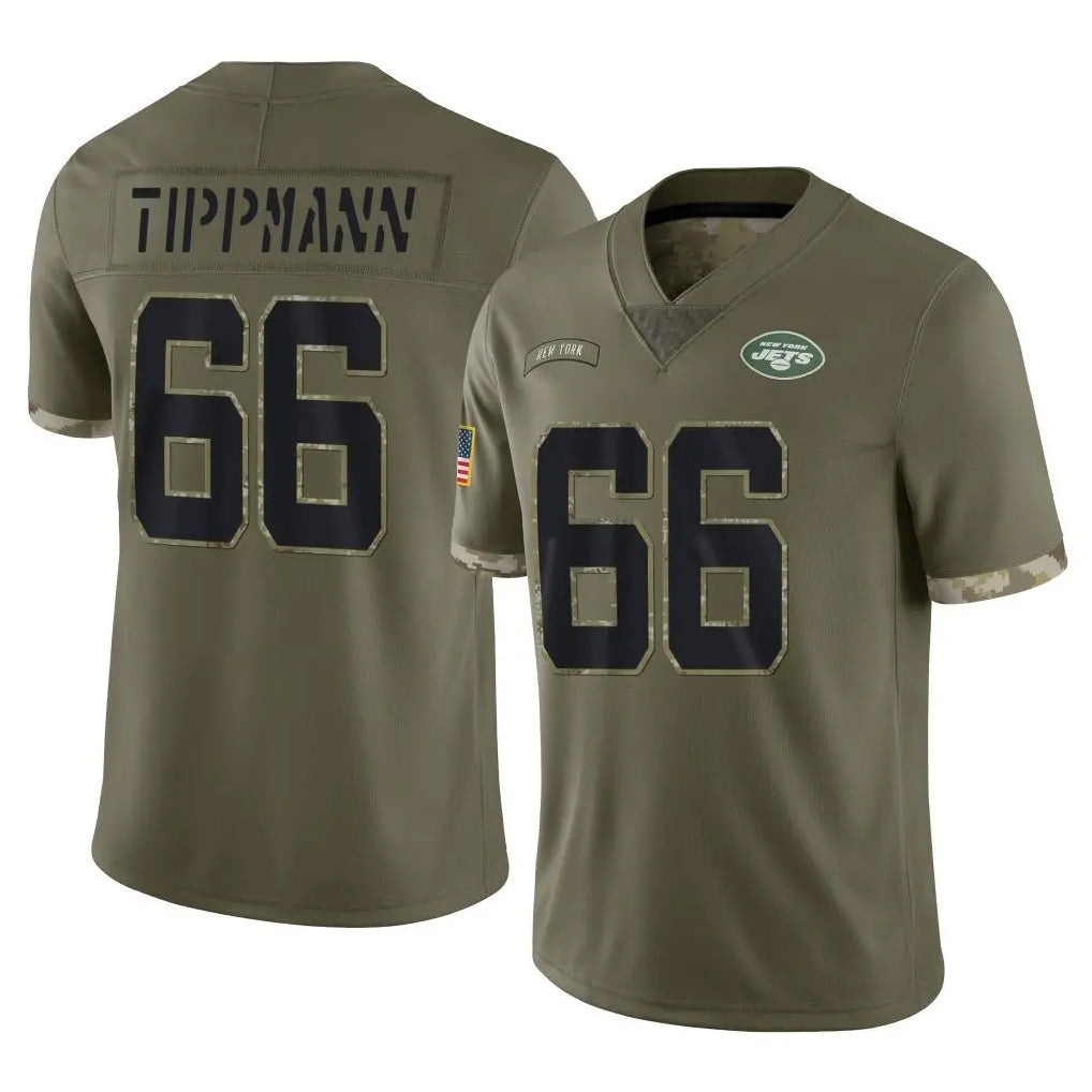 Tuec NY.Jets #66 Joe Tippmann Player Olive Salute To Service Limited Stitched Jerseys