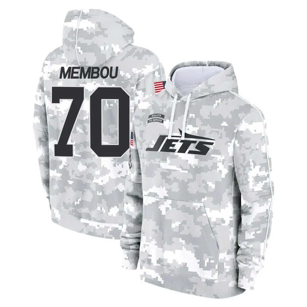 Tuec NY.Jets #70 Armand Membou Player Arctic Camo Salute to Service Pullover Hoodies Limited Game Stitched Jerseys