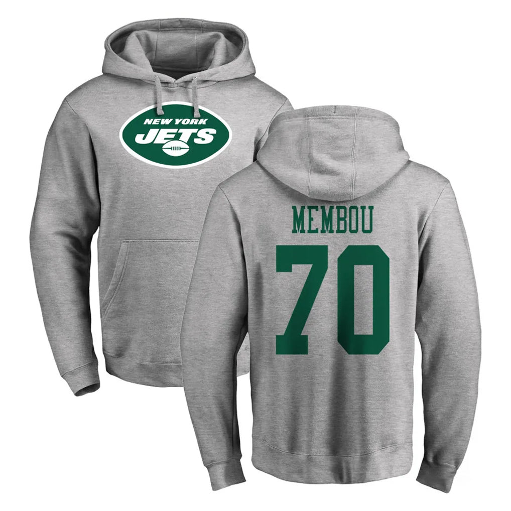Tuec NY.Jets #70 Armand Membou Player Gray LOGO Pullover Hoodies Limited Game Stitched Jerseys